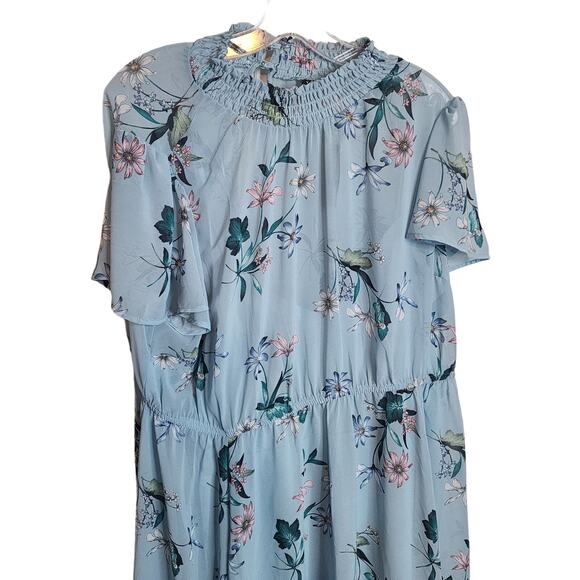 Torrid Mini Chiffon Smocked Dress, Floral Blue, 2X NWT - Picture 7 of 8